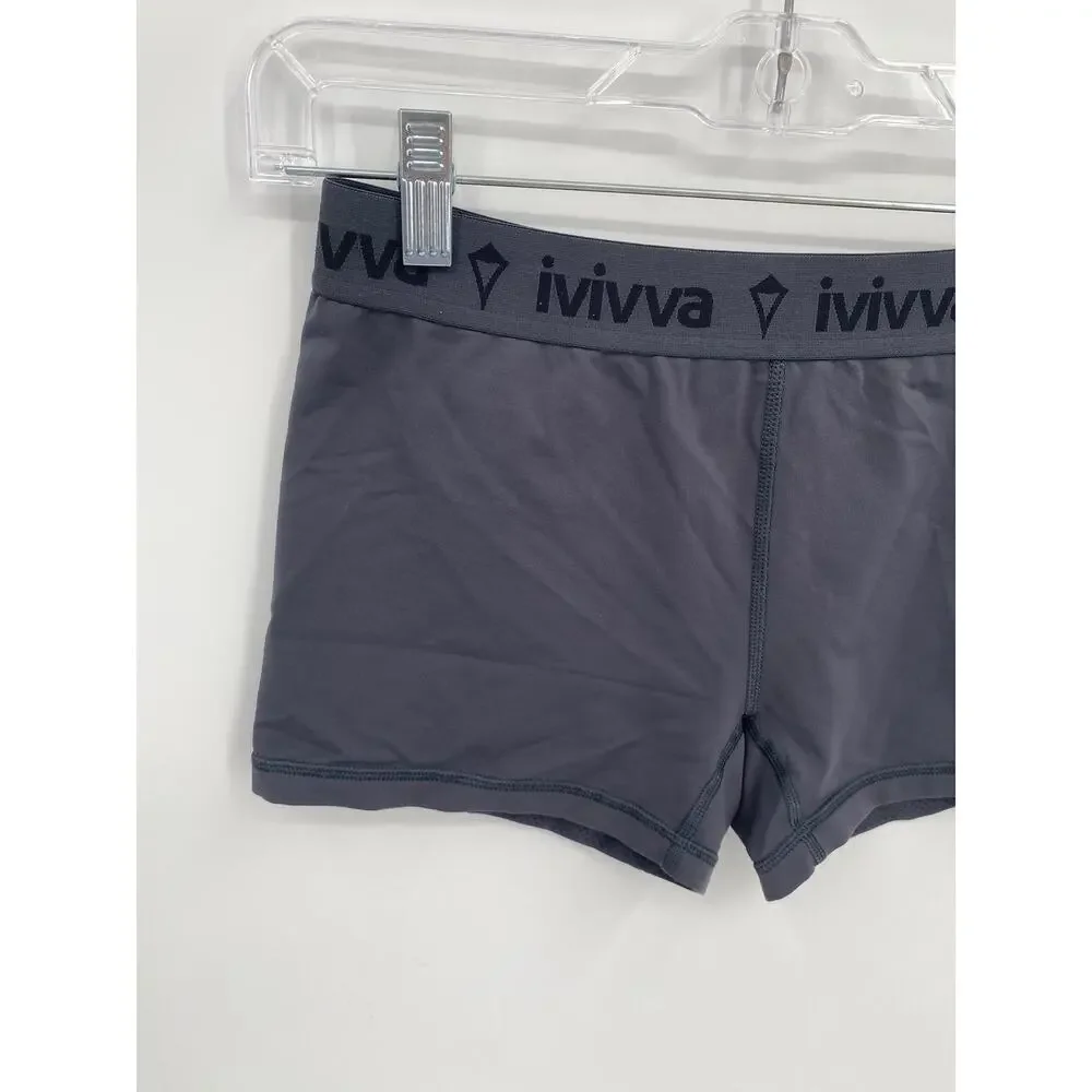 Ivivva Kids Lululemon Gray Tight Shorts Boyshort Tumble Athletic Girls Size 14